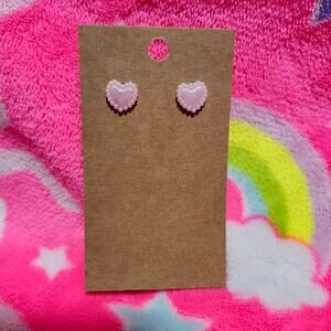 Small Pink Heart Silver Stud Earrings